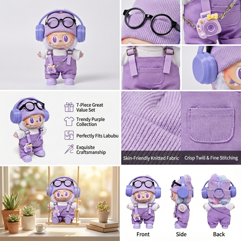 Vêtements Pour Poupée Labubu 17 Cm – Set Complet Accessoires – Look Unique – Cadeau Collectionneur Noël
