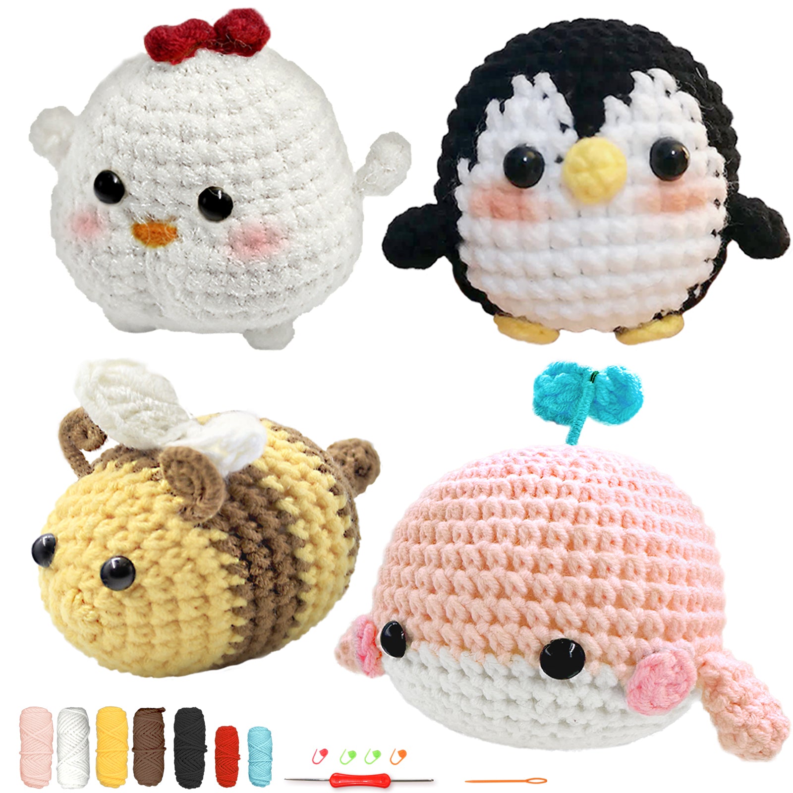 Animal sery Crochet Kit for Beginners Crochet Starter SET ,DIY Crochet Kit For Beginners,Crocheting Knitting Kit Step-by-Step