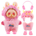 Dress Your 17cm Labubu! 4-Piece Pink Fuzzy Doll Outfit Set | Complete with Hat, Shoes & Accessories