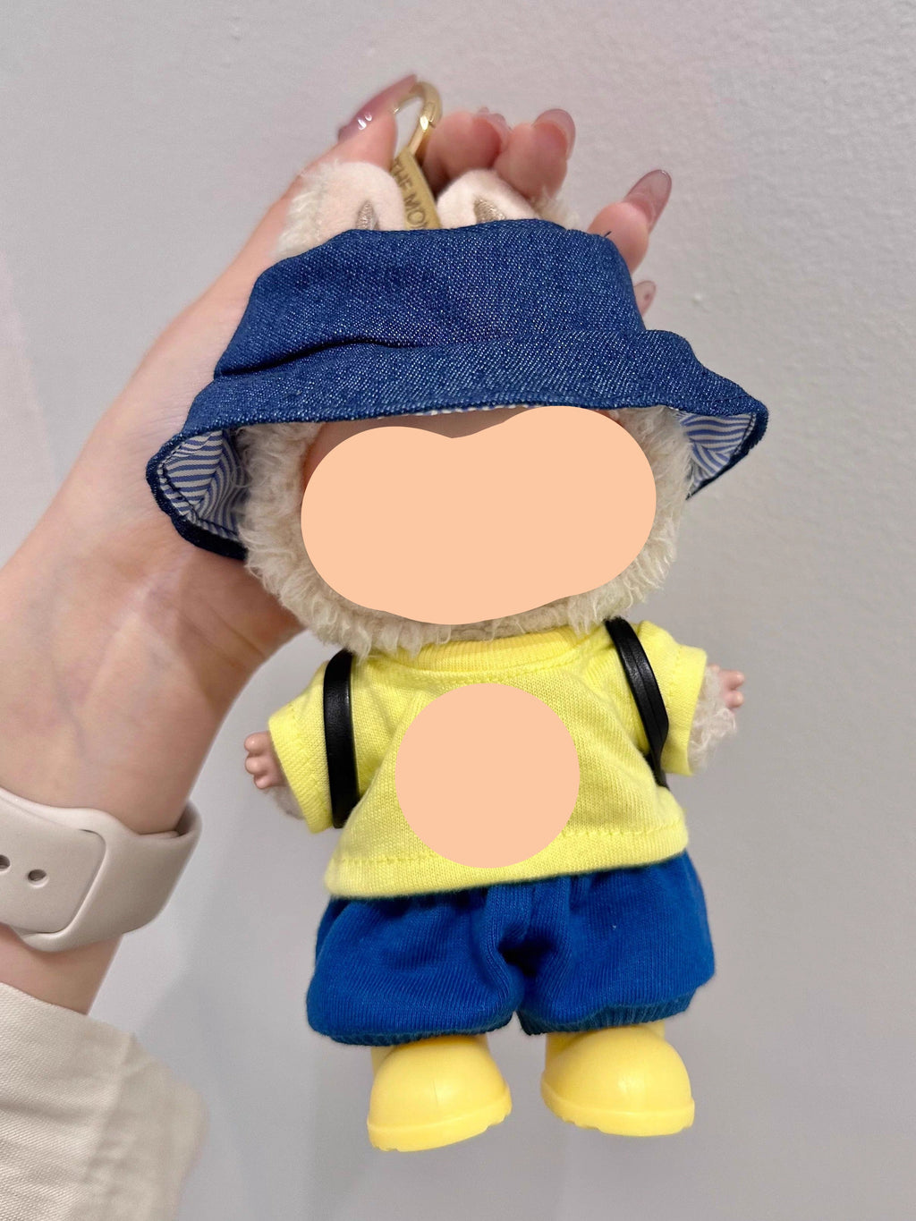 Summer Labubo Outfits Yellow Shirt + Blue Pants Accessories Fashion Labubo Outfit Keychain Labubo Clothing