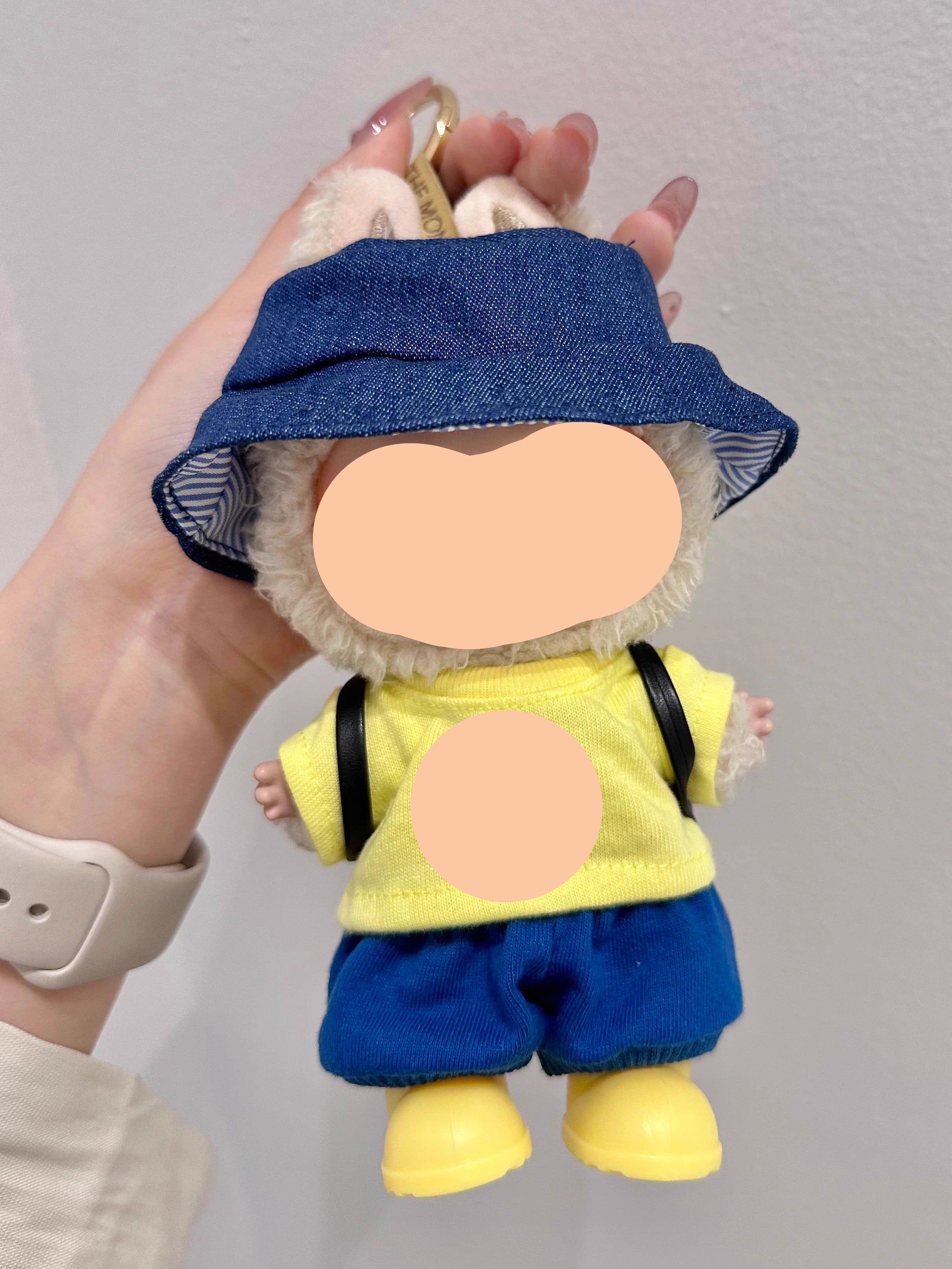 Summer Labubo Outfits Yellow Shirt + Blue Pants Accessories Fashion Labubo Outfit Keychain Labubo Clothing