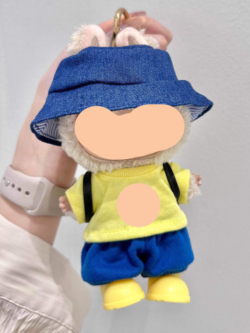 Summer Labubo Outfits Yellow Shirt + Blue Pants Accessories Fashion Labubo Outfit Keychain Labubo Clothing