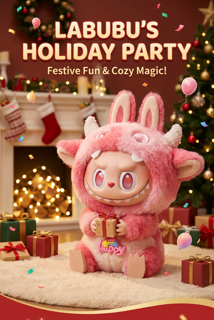 Red Horned Monster Outfit for 17CM Labubu Doll, Devil Costume Set with Headgear and Clothes, 17CM Doll Accessories