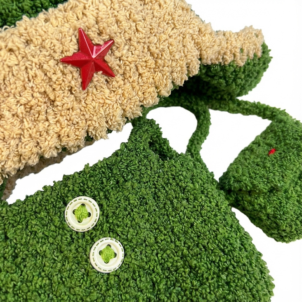 Handmade Doll Clothes for 17cm Labubu, Cute 3-Piece Fuzzy Green Outfit with Star Hat, Shorts & Bag Accessories.