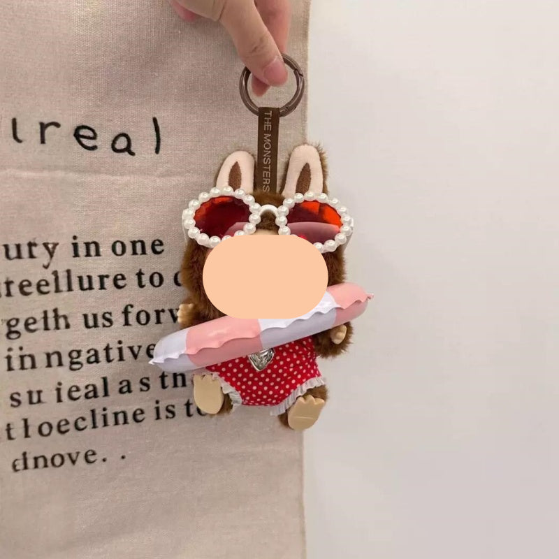 Dopamine Labubo Outfits Plaided Swimsuit Accessories Summer Keychain Labubo Clothing Labubo Outfit