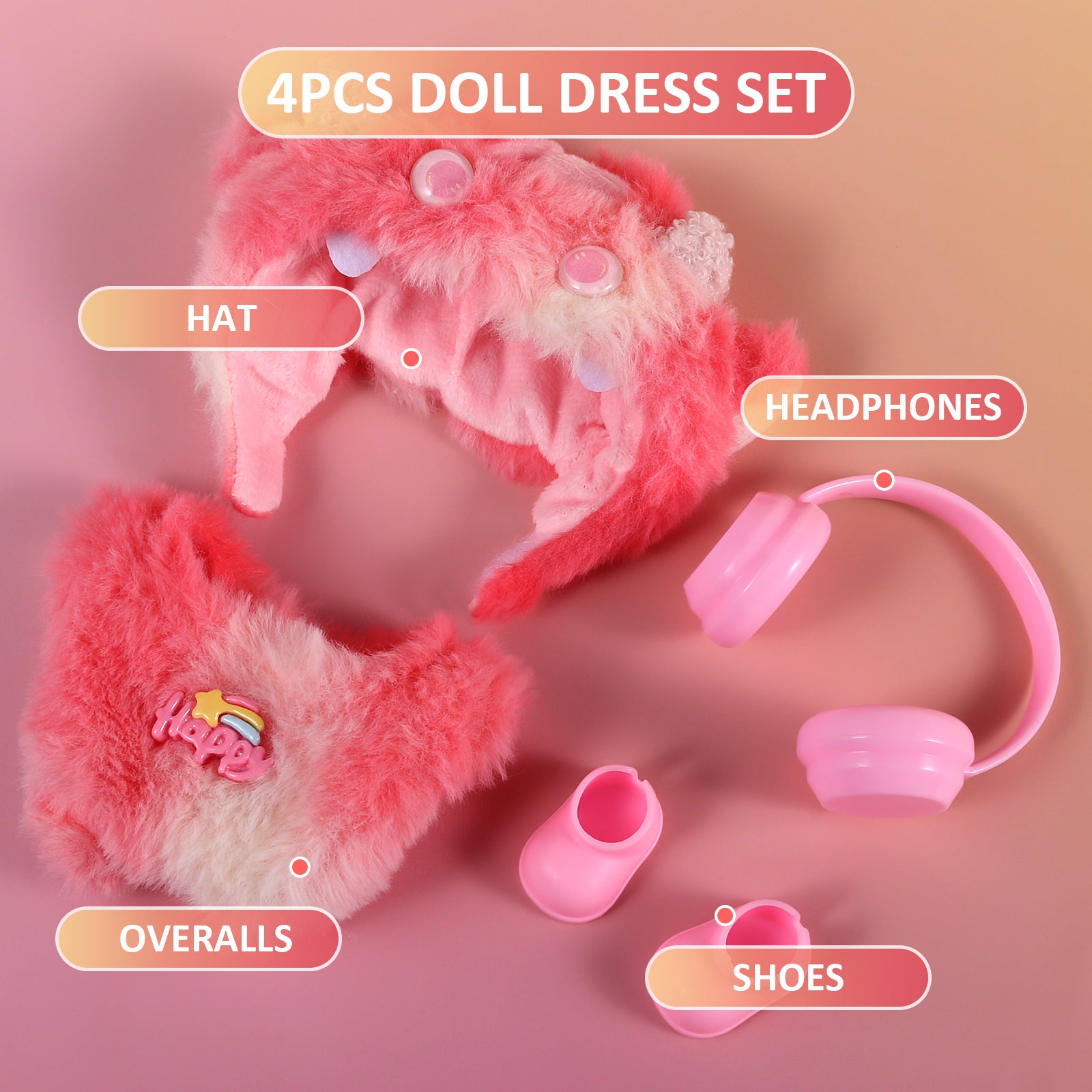 Dress Your 17cm Labubu! Complete 4-Piece Red Doll Outfit Set with Hat, Shoes & Headphones