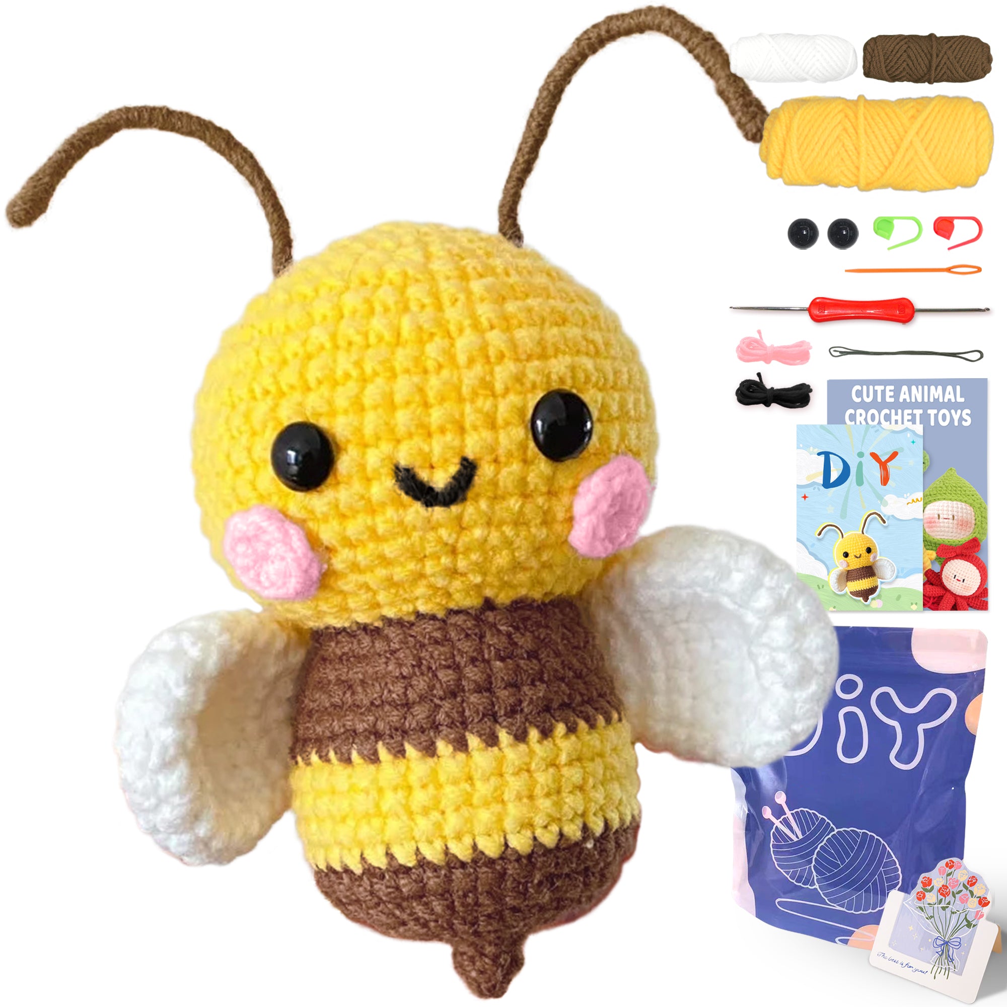 Animal sery Crochet Kit for Beginners Crochet Starter SET ,DIY Crochet Kit For Beginners,Crocheting Knitting Kit Step-by-Step