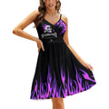 Punk Purple Flame & Skull Graphic Cami Dress