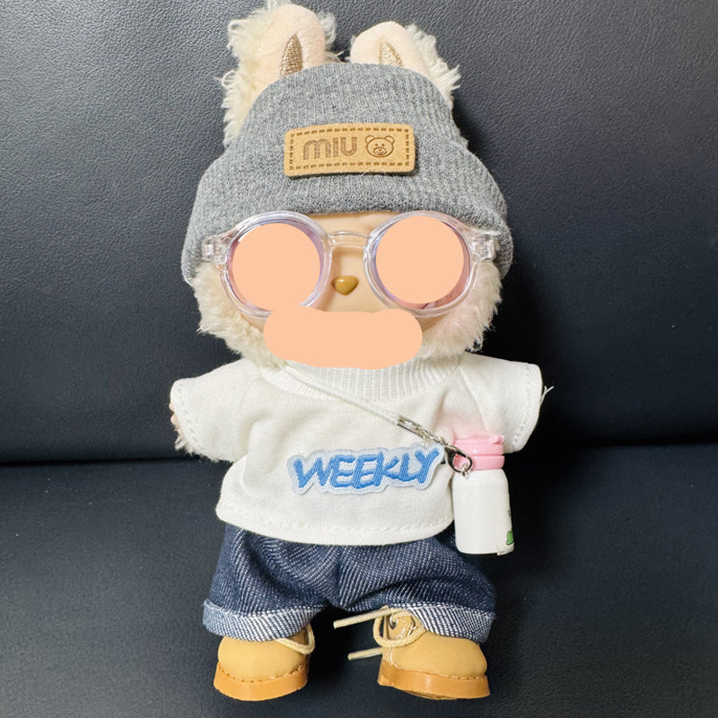 Clothes Labubo Shirt Jeans With Bottle Keychain Labubo Clothing Macaron Clothes for Labubo