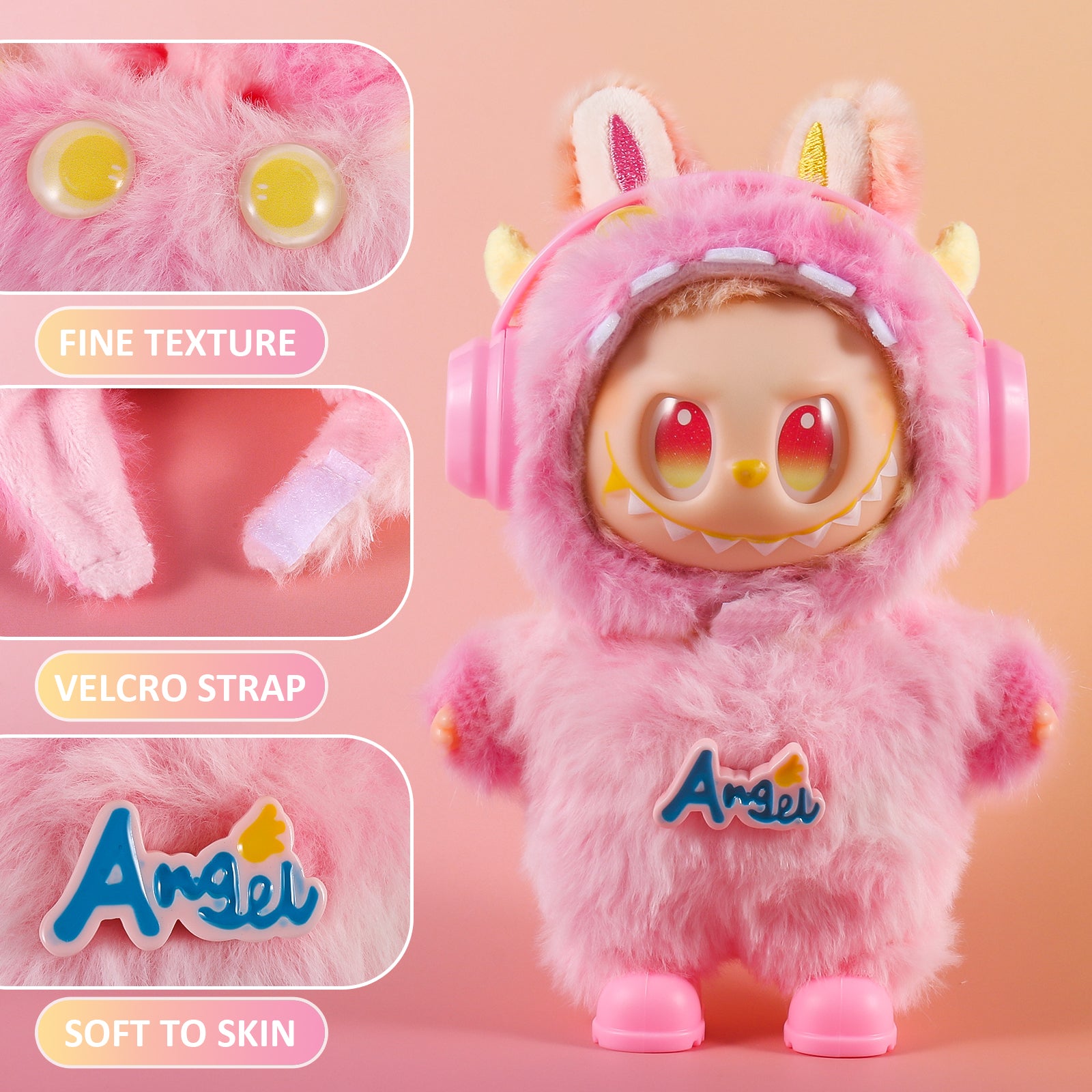 Dress Your 17cm Labubu! 4-Piece Pink Fuzzy Doll Outfit Set | Complete with Hat, Shoes & Accessories