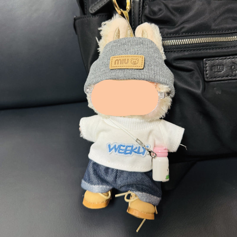 Clothes Labubo Shirt Jeans With Bottle Keychain Labubo Clothing Macaron Clothes for Labubo