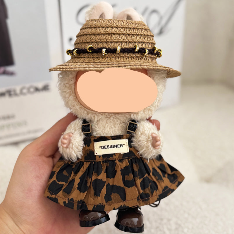 Leopard Print Dress Keychain Labubo Clothes