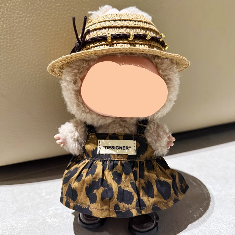 Leopard Print Dress Keychain Labubo Clothes