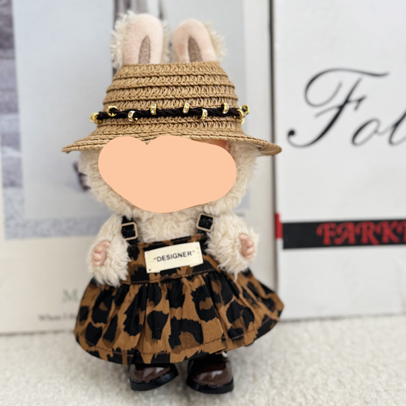 Leopard Print Dress Keychain Labubo Clothes