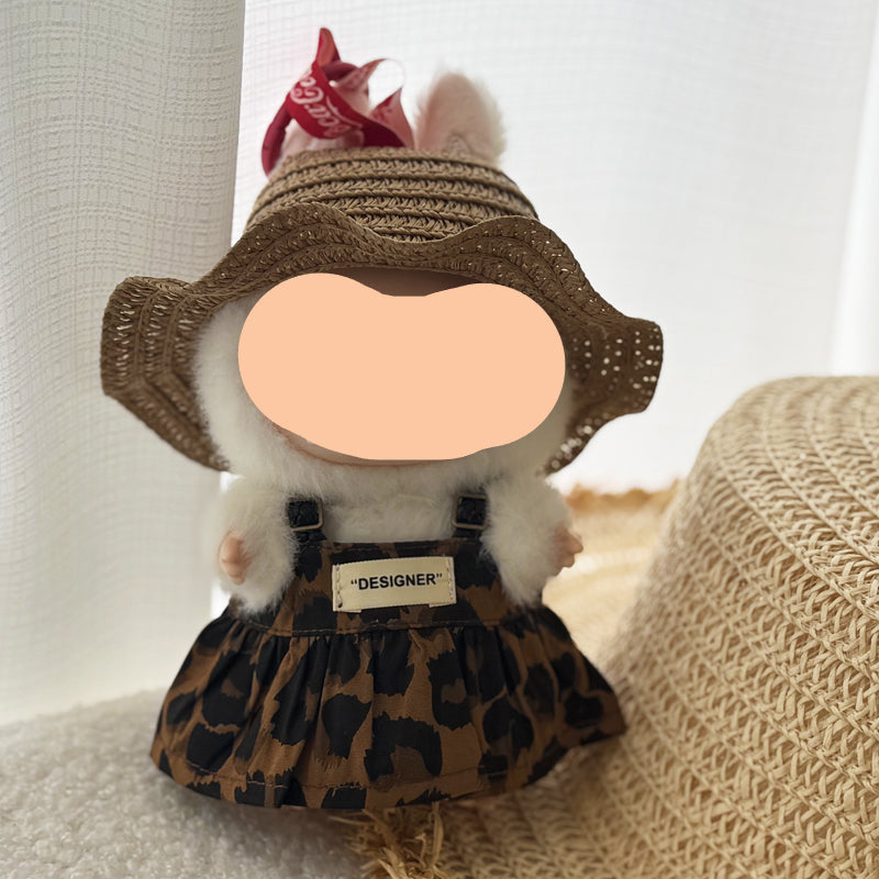 Leopard Print Skirt 17cm Labubo Clothing Have a Seat Labubo Doll Clothes Leopard Print Dress Keychain Labubo Clothes