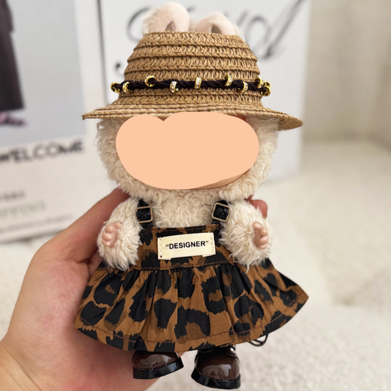 Leopard Print Skirt 17cm Labubo Clothing Have a Seat Labubo Doll Clothes Leopard Print Dress Keychain Labubo Clothes