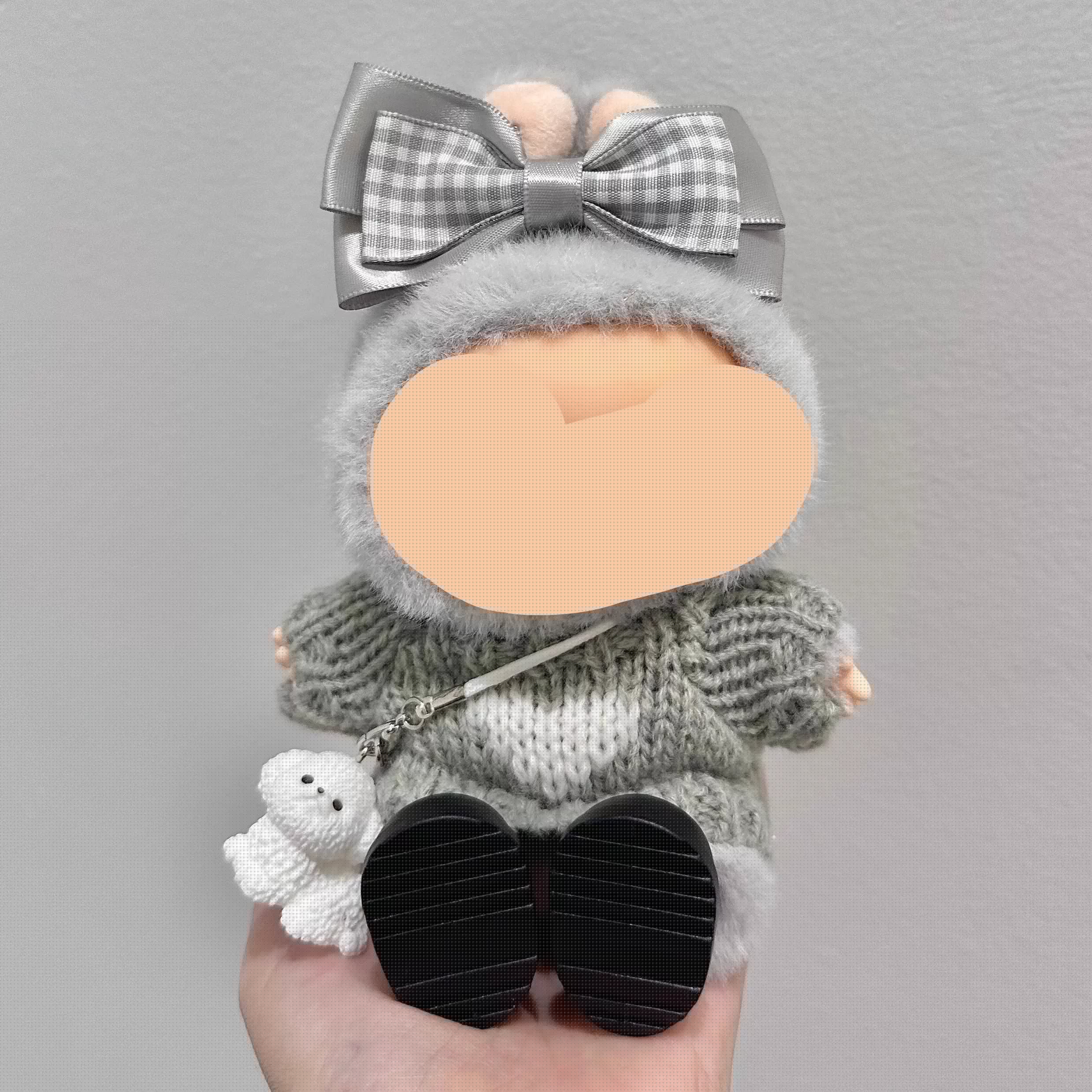 Labubo Clothes Gray Sweater With Headphone Keychain Labubo Clothing Labubo Labubo Doll Clothes