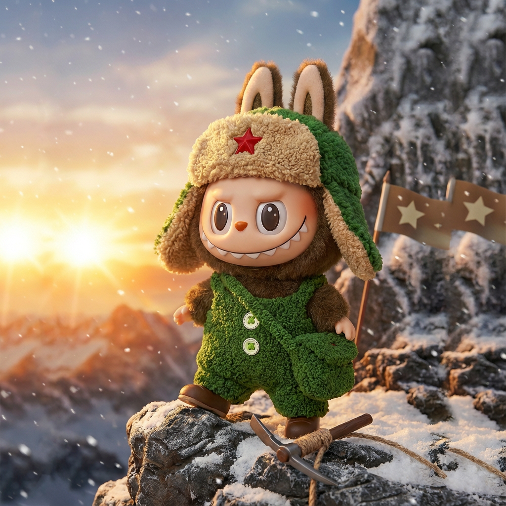 Handmade Doll Clothes for 17cm Labubu, Cute 3-Piece Fuzzy Green Outfit with Star Hat, Shorts & Bag Accessories.