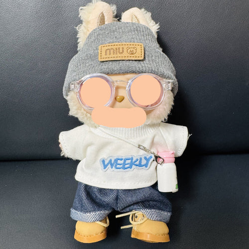 Clothes Labubo Shirt + Jeans With Bottle Keychain Labubo Clothing Macaron Clothes for Labubo