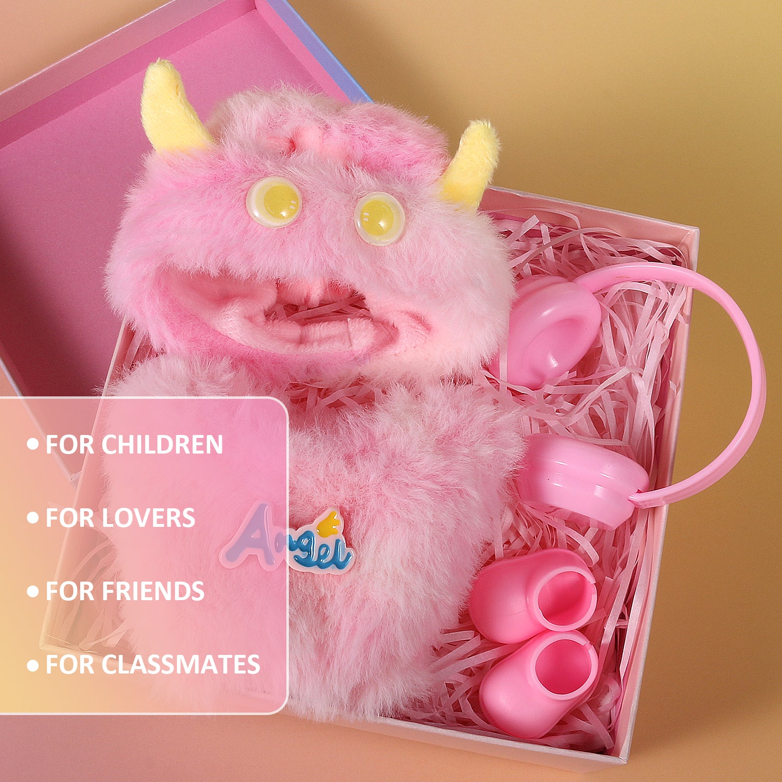 Dress Your 17cm Labubu! 4-Piece Pink Fuzzy Doll Outfit Set | Complete with Hat, Shoes & Accessories