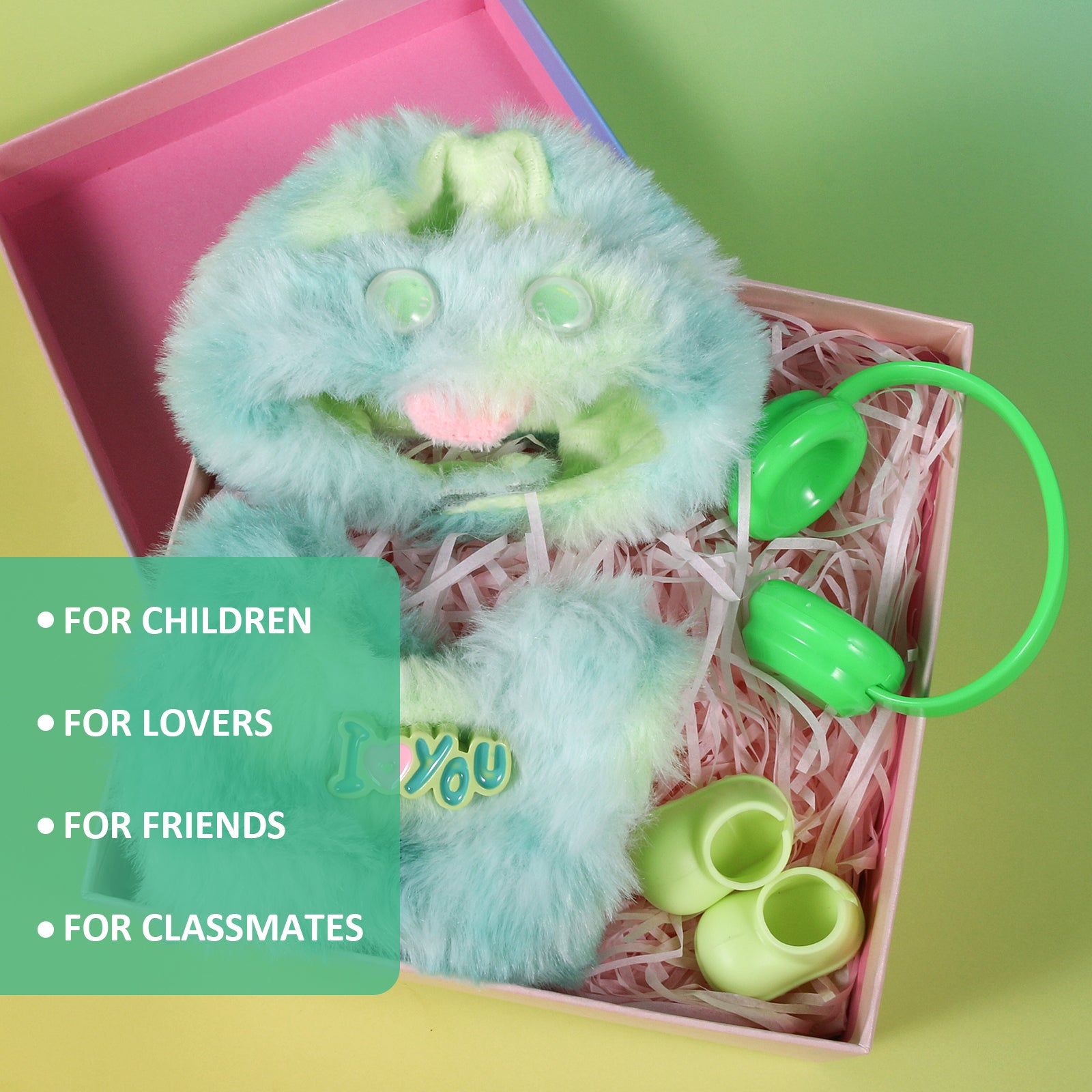 4-Piece Cute Plush Doll Clothes Set for 17cm Labubu - Includes Overalls, Hat, Headphones & Shoes