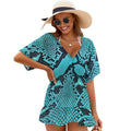 Artistic Tie-Dye Print V-Neck Cover-Up Dress | Bohemian Ruffle Hem Beachwear