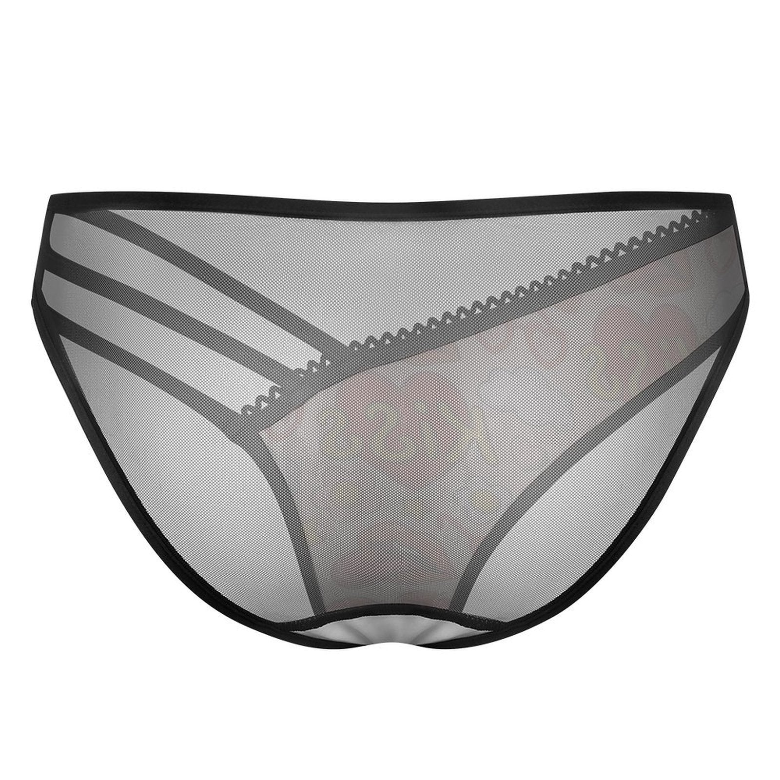 Women's Strappy Low-Rise Panties - Sexy Milk Silk & Mesh Lingerie with "KISS" Heart Print, Elastic Cut-out Briefs