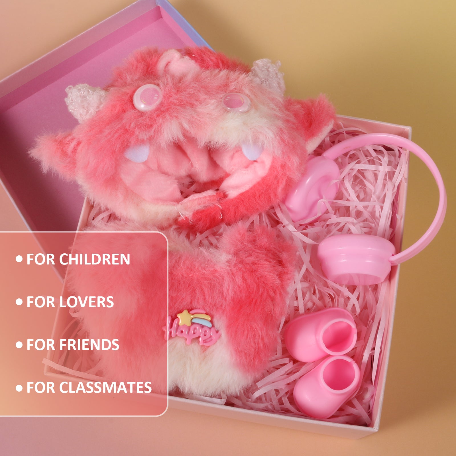 Dress Your 17cm Labubu! Complete 4-Piece Red Doll Outfit Set with Hat, Shoes & Headphones