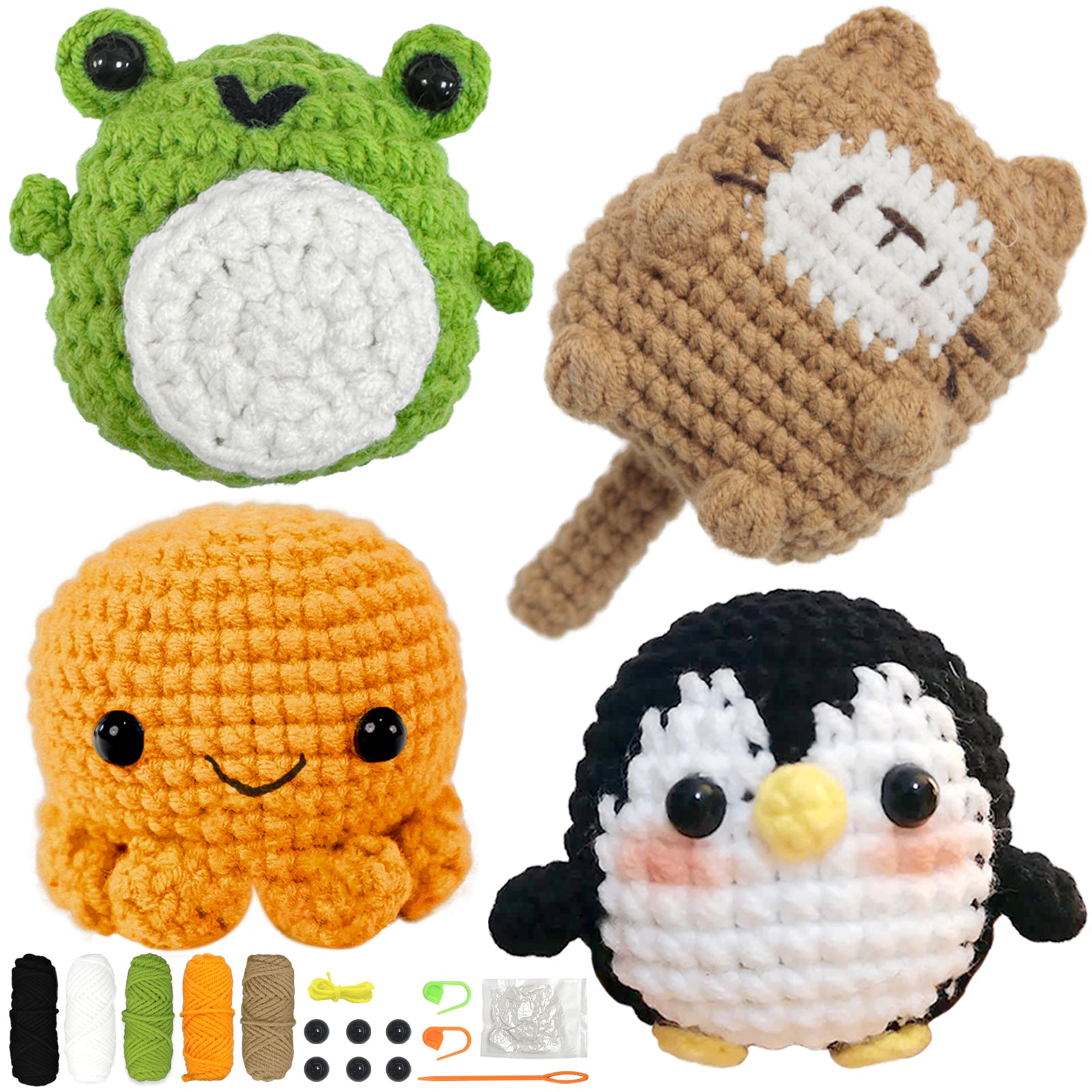 Animal sery Crochet Kit for Beginners Crochet Starter SET ,DIY Crochet Kit For Beginners,Crocheting Knitting Kit Step-by-Step
