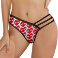 Women's Seductive Strappy Panties - Playful "Heart Eyes" Print Lingerie, Premium Milk Silk & Breathable Mesh Cut-out Briefs