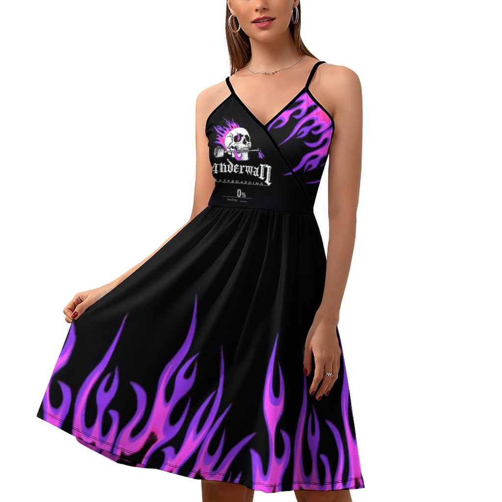Punk Purple Flame & Skull Graphic Cami Dress