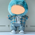 Labubo Outfits Blue Plaided Shirt + Jeans Accessories Fashion Labubo Outfit Keychain Labubo Clothing