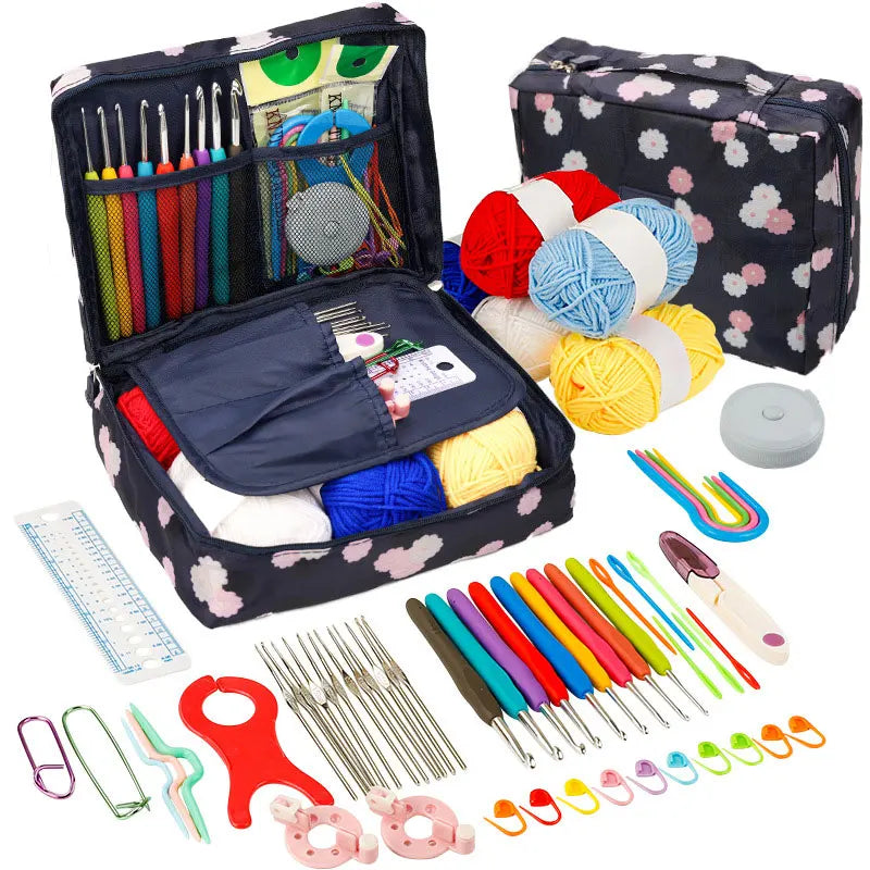 Crochet Kit Beginners Crochet Hook Set with Crochet Yarn,Portable Crochet Set Crochet Hooks Travel Knitting Crochet Supplies