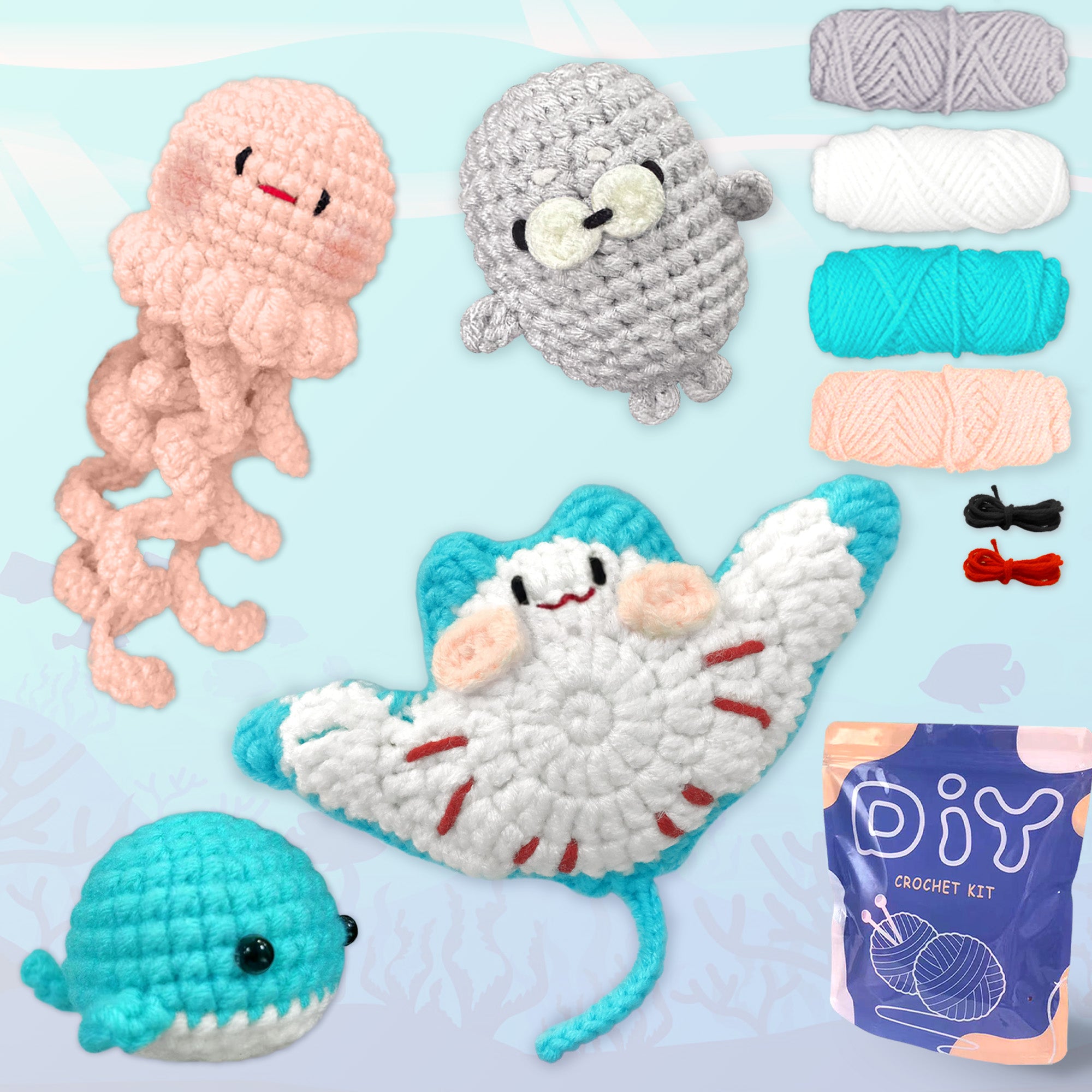 Animal sery Crochet Kit for Beginners Crochet Starter SET ,DIY Crochet Kit For Beginners,Crocheting Knitting Kit Step-by-Step