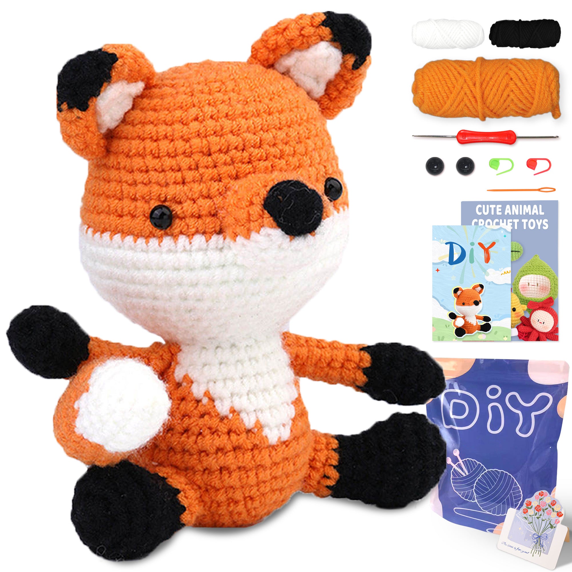 Animal sery Crochet Kit for Beginners Crochet Starter SET ,DIY Crochet Kit For Beginners,Crocheting Knitting Kit Step-by-Step