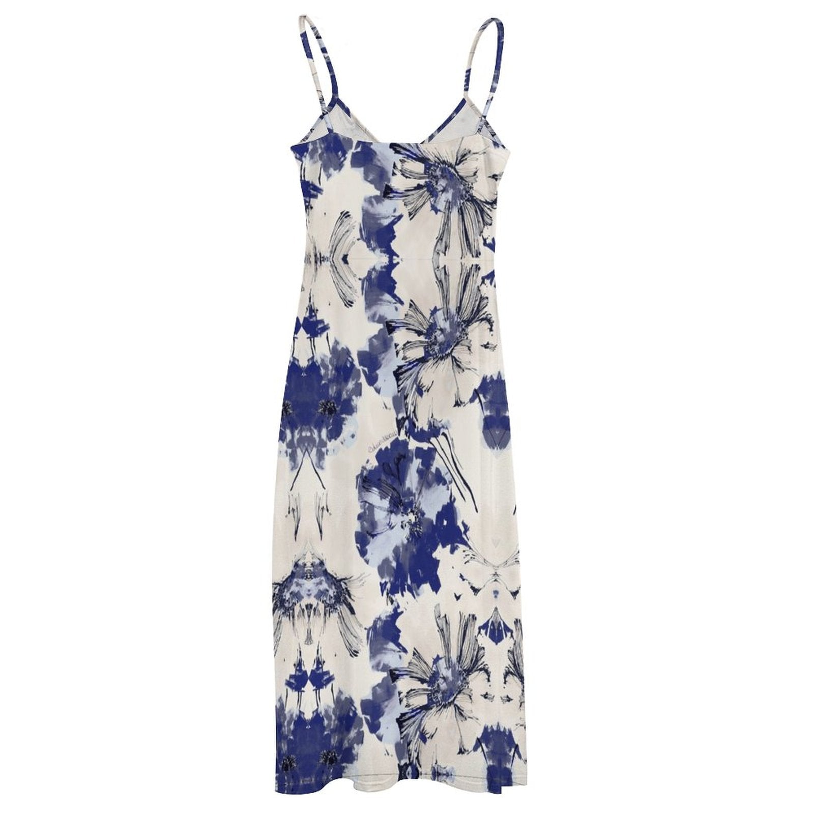 Vintage Blue and White Porcelain Print Long Sleeve Shirt Dress | Collared Button-Down Flowy Maxi Dress