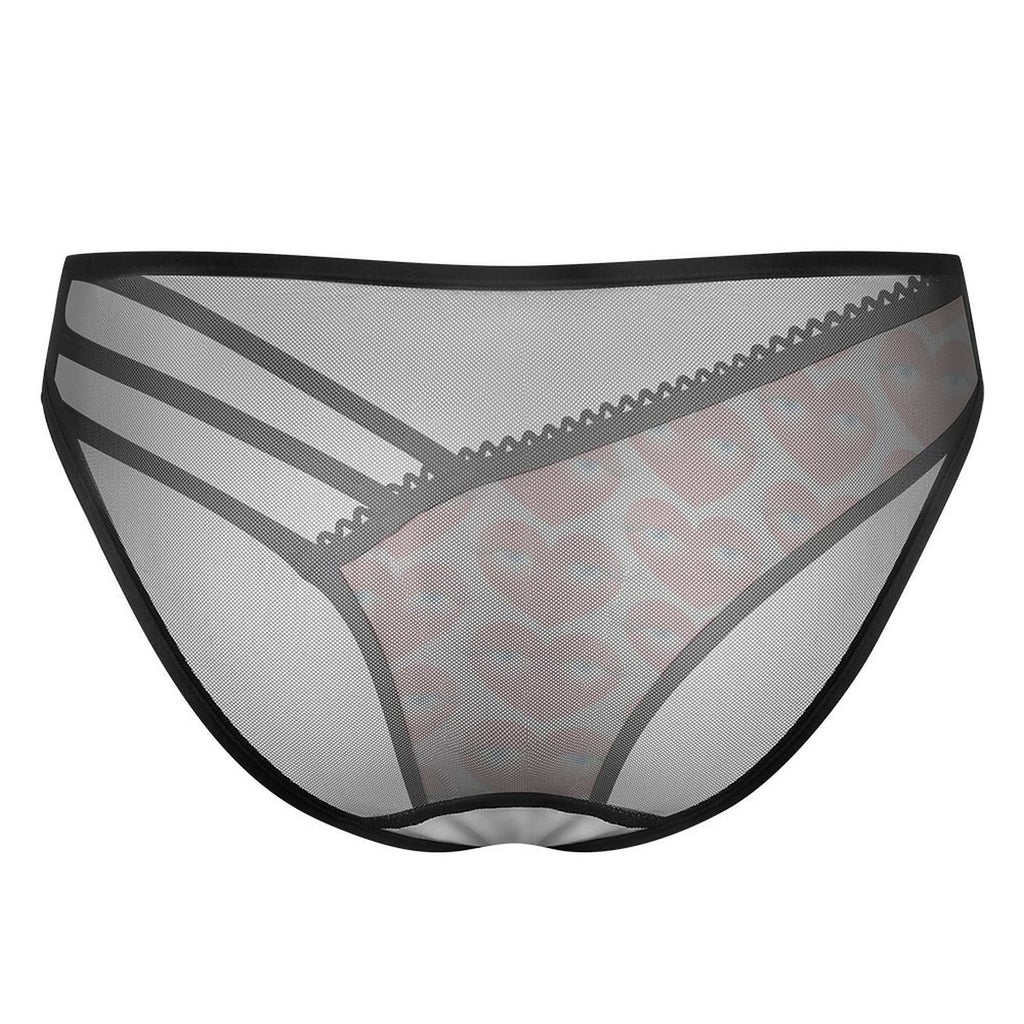 Women's Seductive Strappy Panties - Playful "Heart Eyes" Print Lingerie, Premium Milk Silk & Breathable Mesh Cut-out Briefs