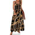 Chic Chain & Pearl Print V-Neck Spaghetti Strap Maxi Dress