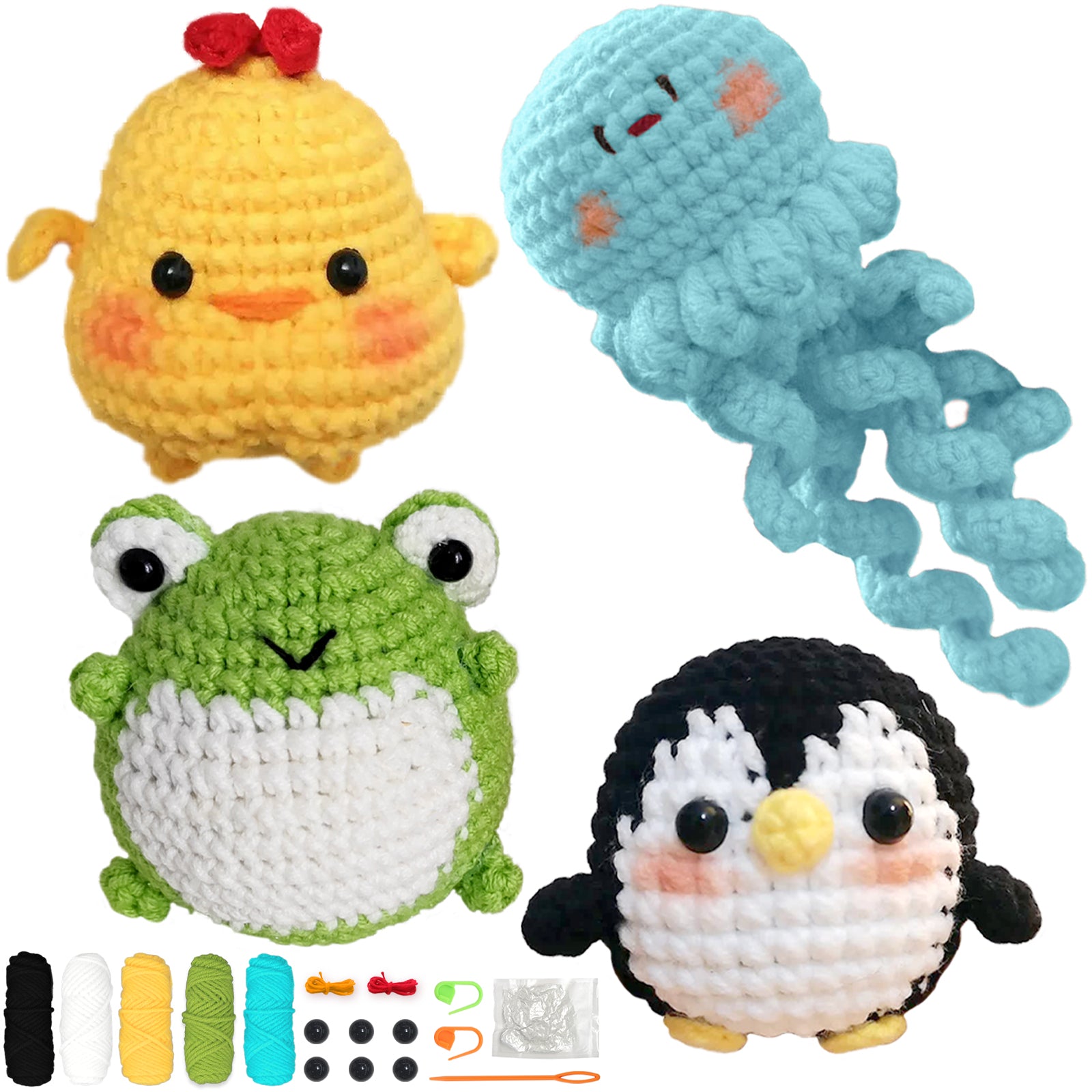 Animal sery Crochet Kit for Beginners Crochet Starter SET ,DIY Crochet Kit For Beginners,Crocheting Knitting Kit Step-by-Step