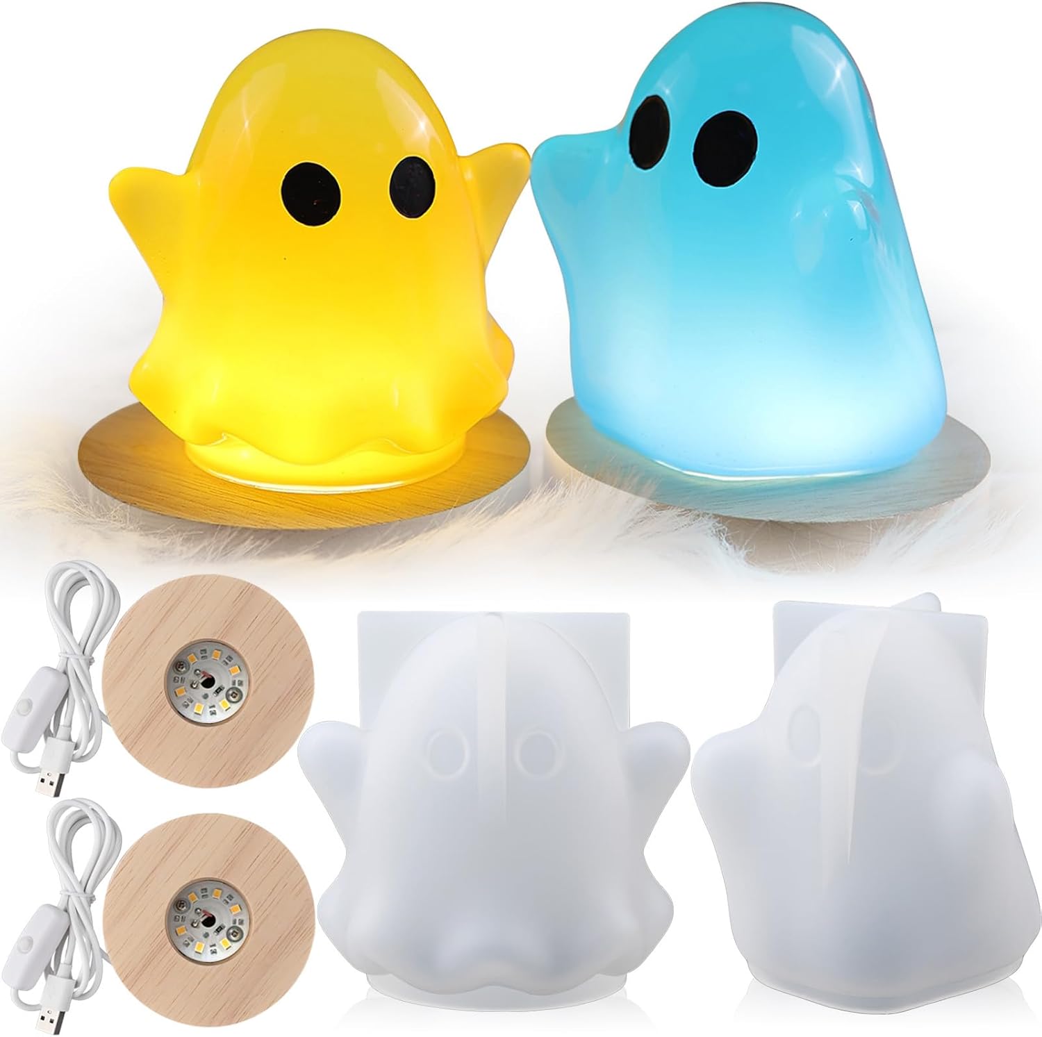 Ghost Resin Molds - 2pcs with LED Light Base