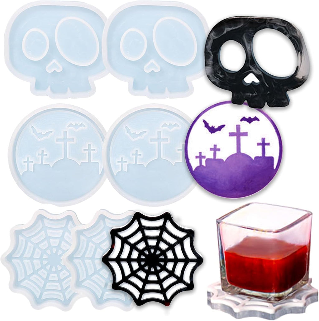 Halloween Coaster Resin Mold - 6pcs Set