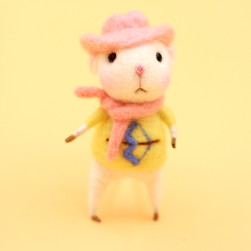 Handmade Needle felted felting project animal constellation cute mouse mice sagittarius felted wool doll
