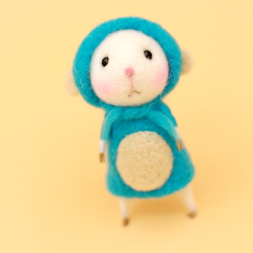 Handmade Needle felted felting project animal constellation cute mouse mice Pisces felted wool doll