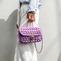 Cute Purple Crochet Small Handbag Crossbody Purse Crochet Shoulder Bag for Girl Cute Crochet Purses