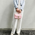 Cute Pink&Yellow&White Crochet Small Handbag Crossbody Purse Crochet Shoulder Bag for Girl Cute Crochet Purses
