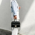 Cute Black with Pearl Crochet Small Handbag Crossbody Purse Crochet Shoulder Bag for Girl Cute Crochet Purses