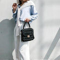 Cute Black(Square) Crochet Small Handbag Crossbody Purse Crochet Shoulder Bag for Girl Cute Crochet Purses