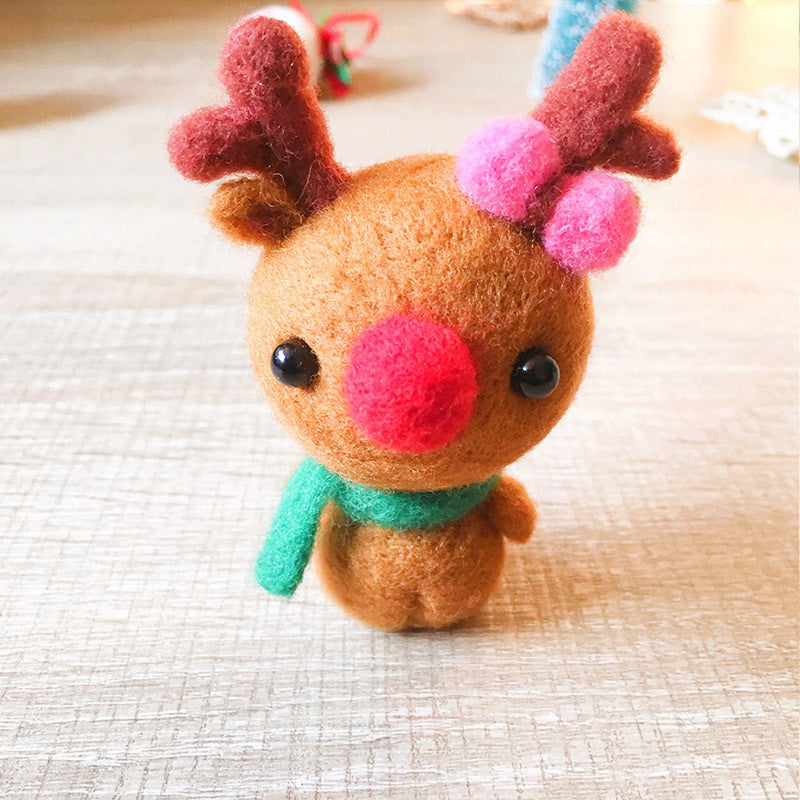 Handmade Needle felted reindeer Rudolph felting kit project Christmas cute for beginners starters